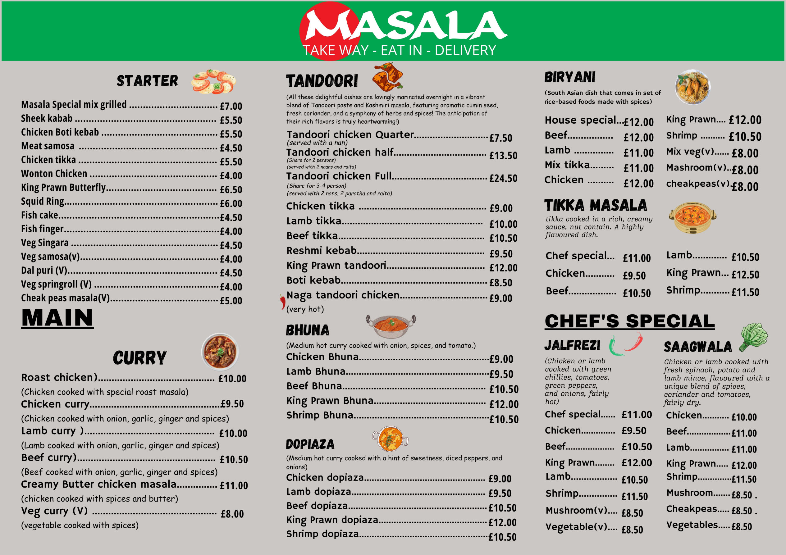 Masala Menu 1